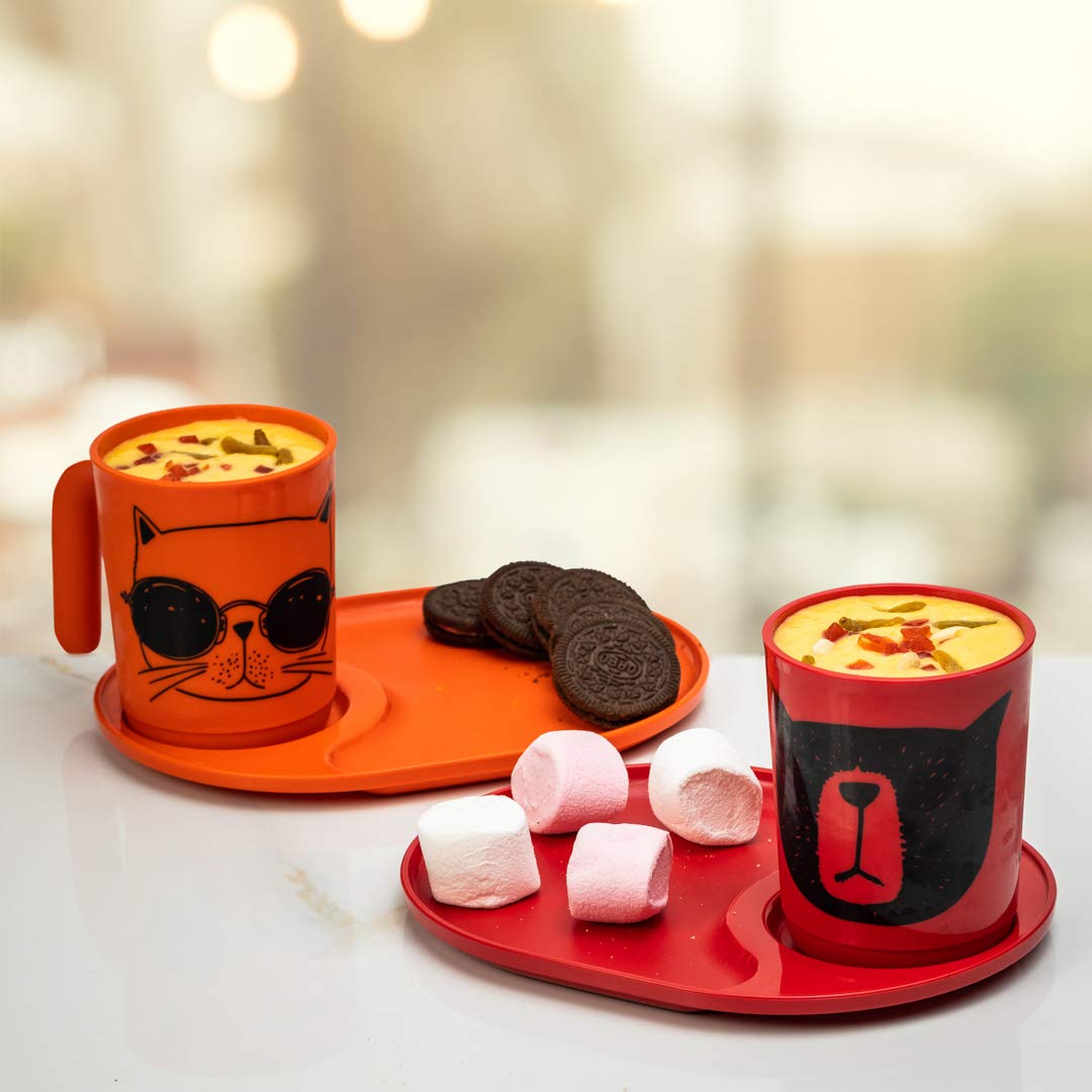 Buy Tupperware Illumina Plastic Mug & Snack Plate (Red, Orange
